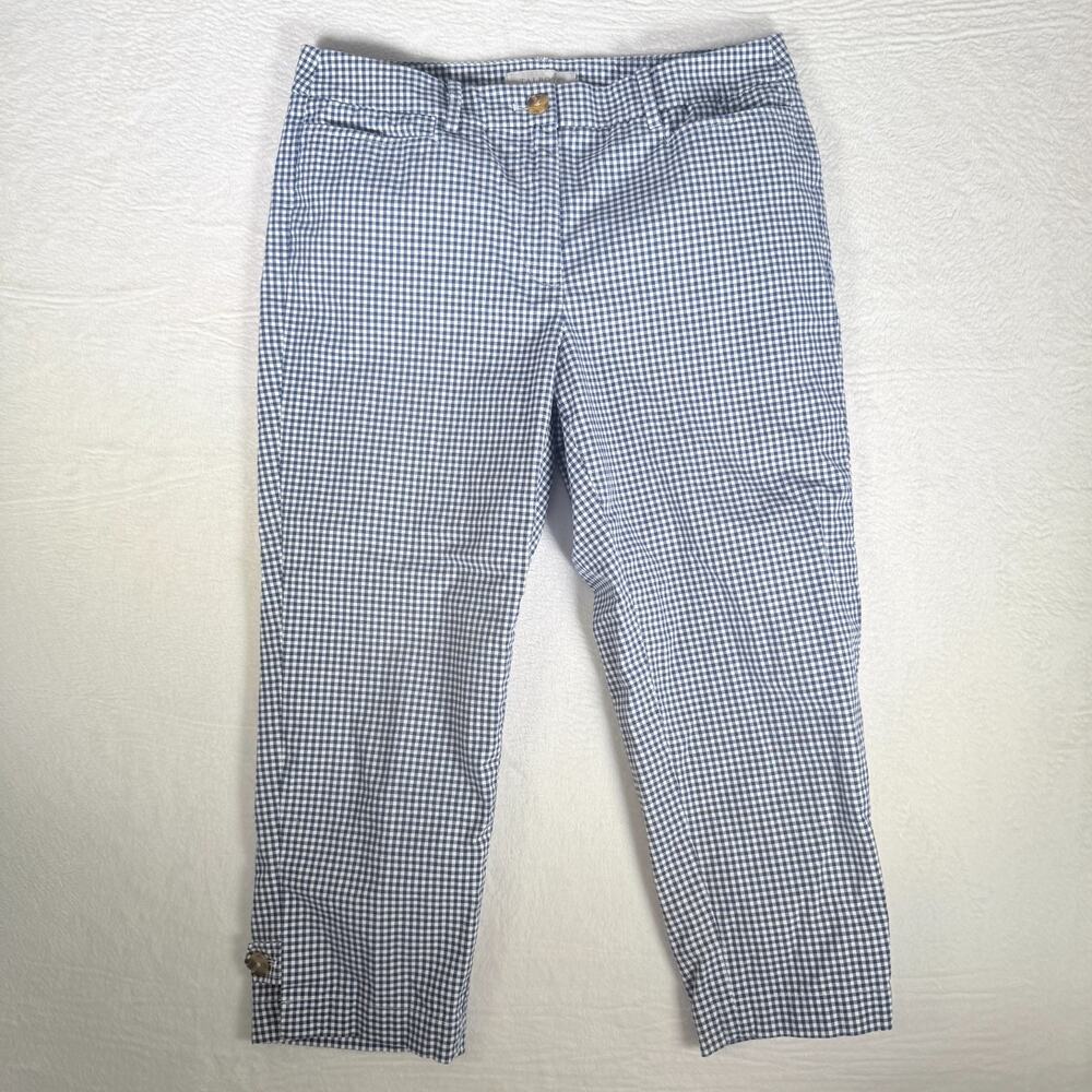 Talbots Crop Pants Women 6 Blue Gingham Preppy Cottagecore Nostalgic Whimsical